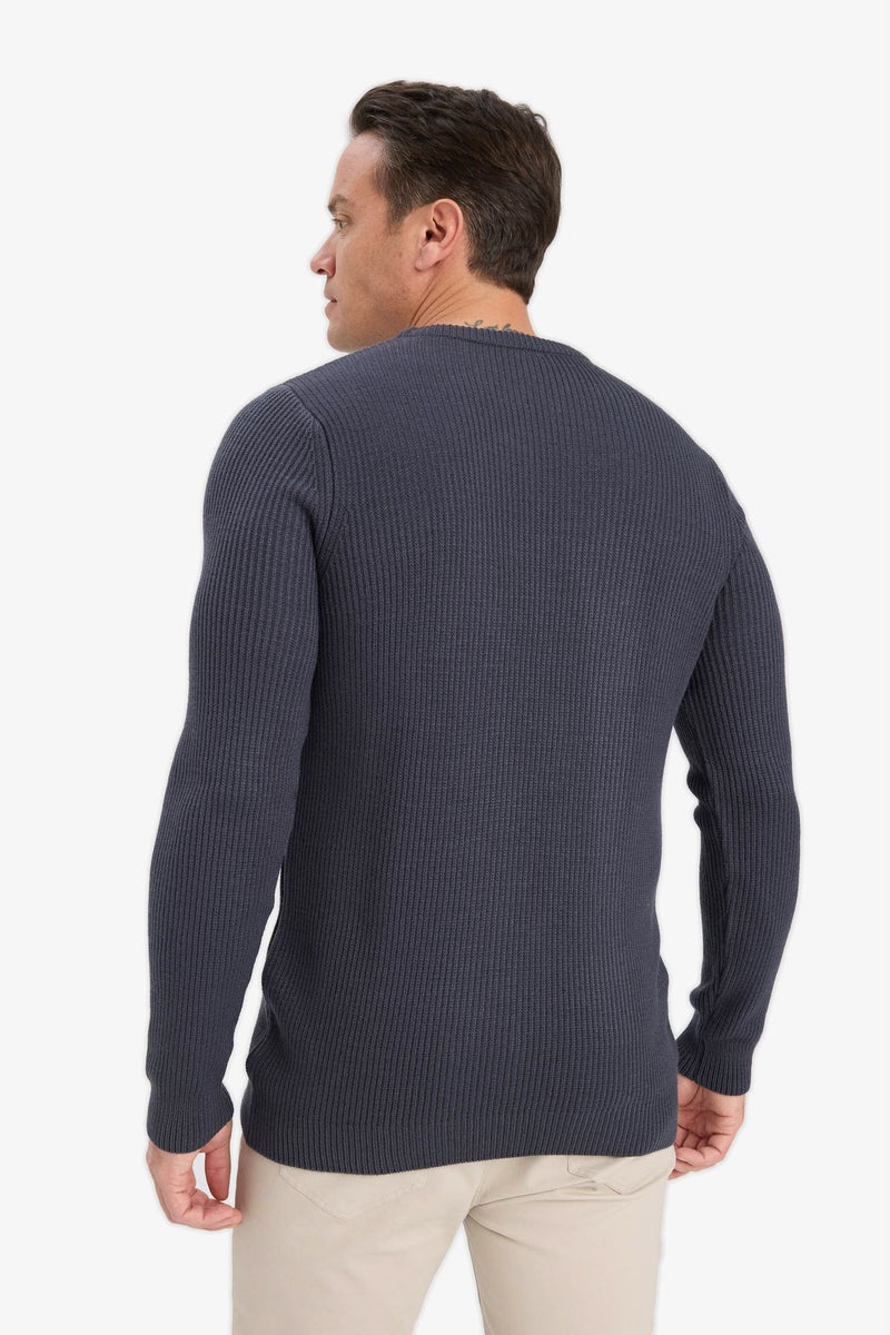 DeFacto Grey Man Standard Fit Crew Neck Knitwear Pullover Casual - Image 5